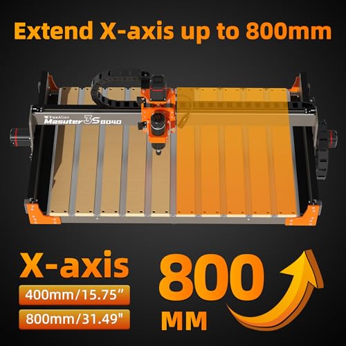 FoxAlien 3S 8040 X-axis Extension Kit with T-slot Hybrid Spoilboard for Masuter 3S CNC Router Machine, for Large Engraving Carving Projects (Extend X-axis to 800mm) - Image 3