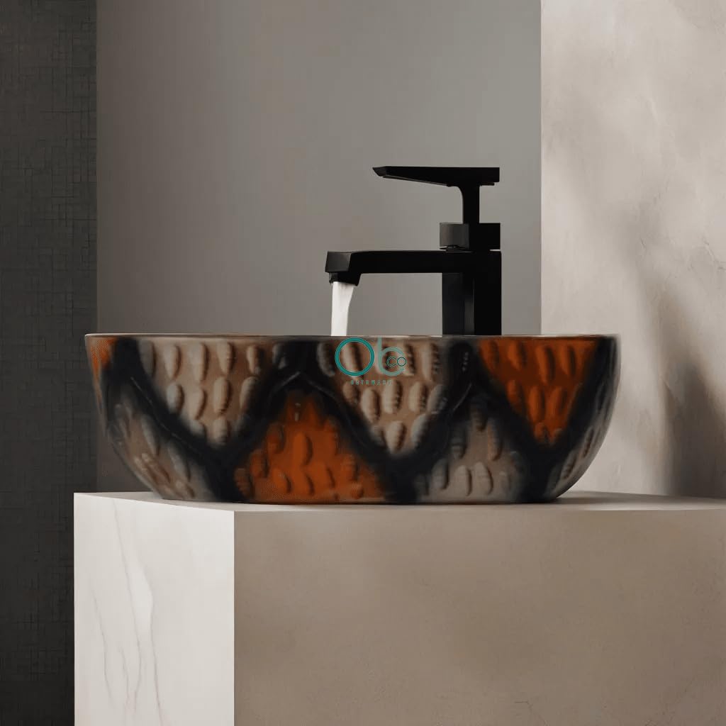 OBCO Ceramic Counter Top Wash Basin |Vessel Sink | Table top sink |Bathroom Sink |Kitchen sink |Over count sink For Bathroom |18X13X5 inch | Brown Naturl wood type 3D Designer|Glossy Finish (OBCO-138) (B0CRL3R963) Amazon Price History, Amazon Price Tracker