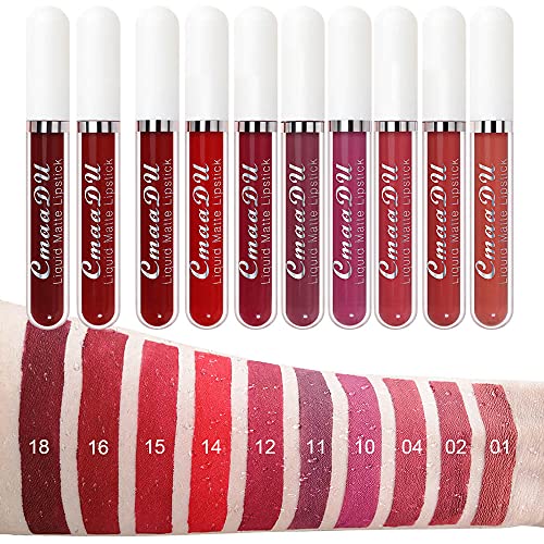Evpct 10Pcs Liquid Matte Lipstick Matte Set For Women,Cmaadu Dark Red Waterproof Matt Lipstick Set Matt Liquid Long Lasting Lip Stain Makeup Kit Labiales Matte Mate Larga Duracion 24 Horas Originales thumb #3