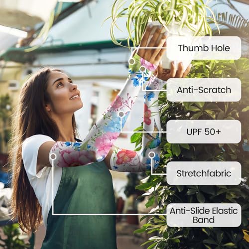 Image of YPHCDO Gardening Sleeves for Women Farm Sun Protection Thorn Proof Cooling Arm Sleeves to Cover Arms for Garden Sports