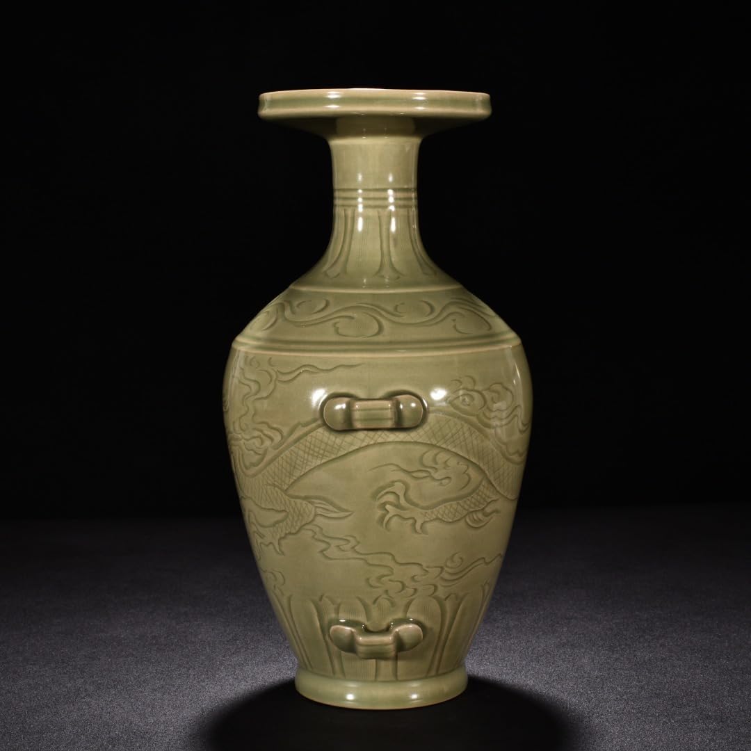唐物 越窯青磁瓶 秘色磁 中国美術 古玩 SN10 Amazon.co.jp: 五代秘色越窯 青磁 刻龍文盤口瓶 唐物 陶磁器 中国美術
