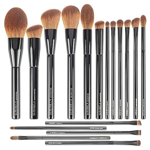 Conjunto de pincéis de maquiagem profissional, 17 peças de pincéis de maquiagem rotulados com base em pó, contorno de blush, corretivo, sombra, pincel de sobrancelha, kit de pincéis de maquiagem,