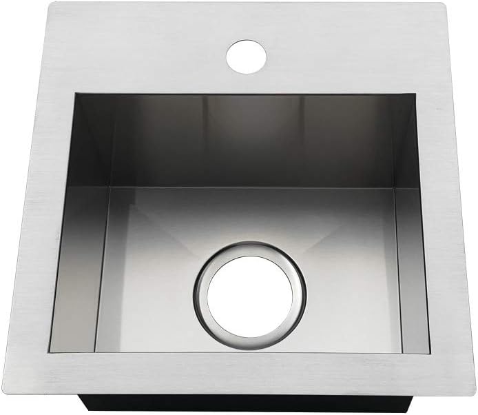 Kingston Brass Gourmetier GKDS151581 15-Inch Single Bowl Dual Mount Drop-In or Undermount Bar Sink, Brushed