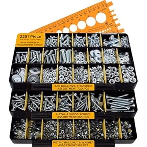 Jackson Palmer 2251 Piece Hardware Assortment Kit with Screws, Nuts, Bolts & Washers (3 Trays)…