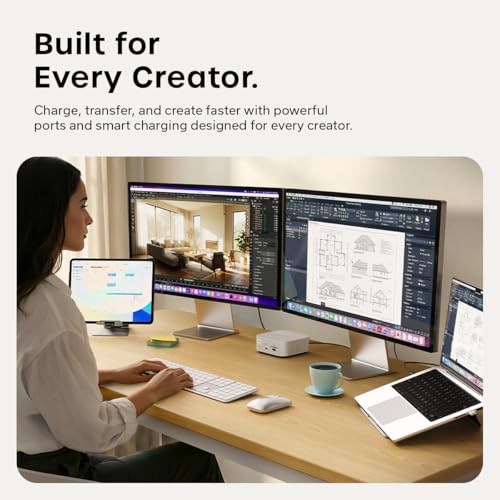 Image of Satechi Thunderbolt 5 CubeDock Dock Station, 80Gbps /120Gbps (USB4 v2 Compatible), Built-in NVMe SSD Enclosure, 140W Charging, Multi-Displays up to 8K, 2.5GbE, USB-C /A 10Gbps, Active Cooling, Silver