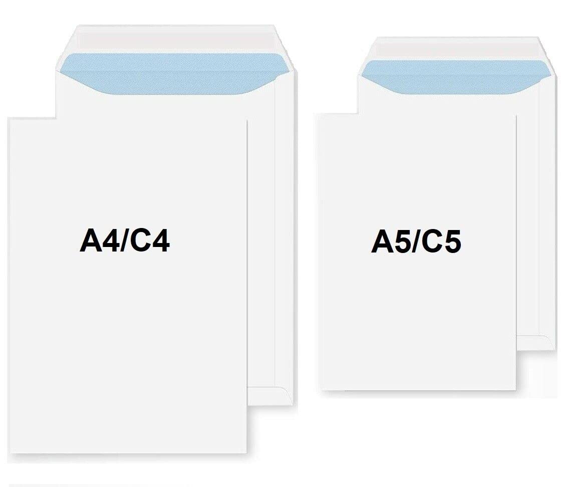 White Envelopes 90GSM | Plain Posting Documents Self Seal Pocket Envelopes (1000, A4/C4 (229MM X 324MM))