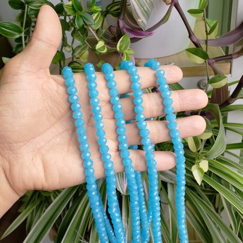 Image of 8mm Rondelle Aquamarine Jade Glass Beads for Jewelry Making 300pcs Faceted Briolette Shape Crytal Spacer Beads for Bracelet Necklace - Aquamarine Jade