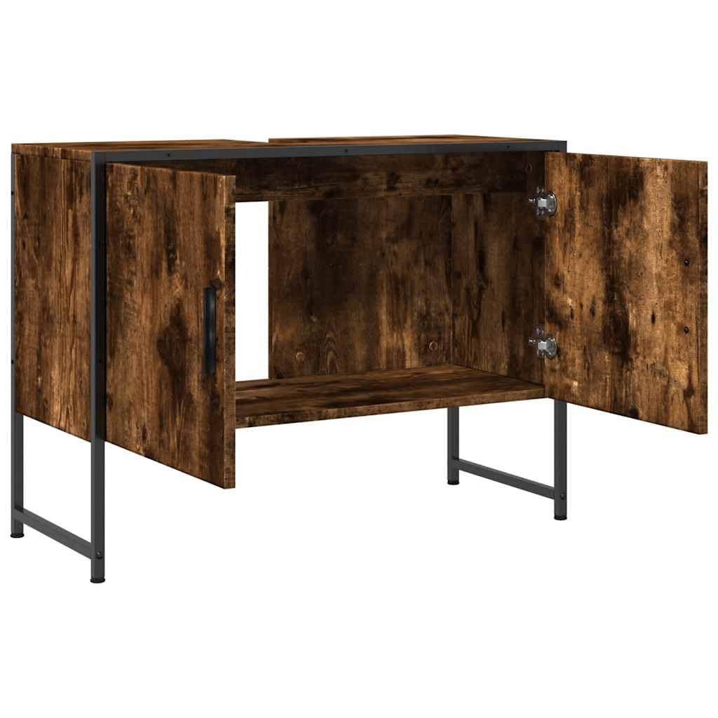 Mobile sottolavabo in rovere affumicato, 80 x 33 x 60 cm, mobile da