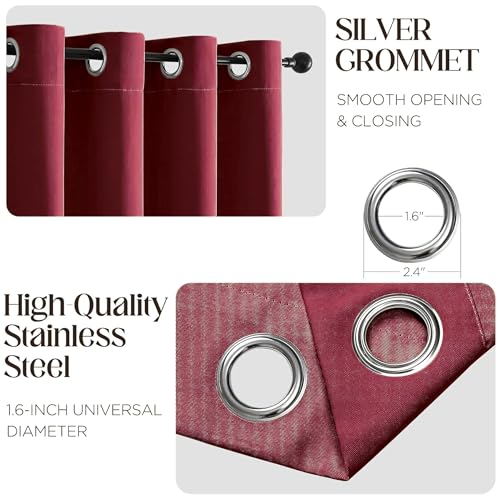 Image of Cortina 80-90% Blackout Solid Window Curtains 5 Feet Set of 2 - Thermal Insulated | Curtain for Living Room | Drapes for Bedroom | (5 Feet, Deep Wine /Burgundy)