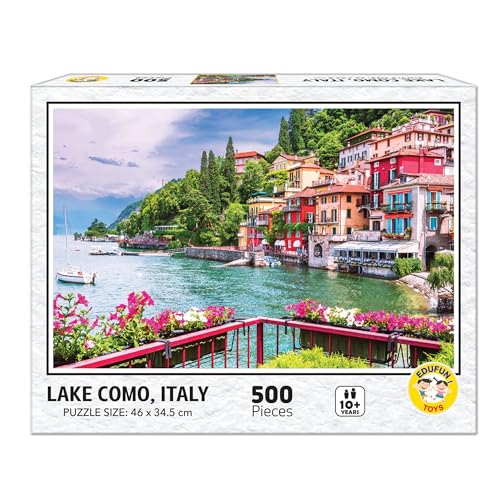 Image of 500 Piece Jigsaw Puzzle for Adults & Kids 10+ | Lake Como Italy Scenic Landscape Puzzle | Brain Games | Educational Puzzle Toy Gift | 46 x 34.5 cm After Assemble