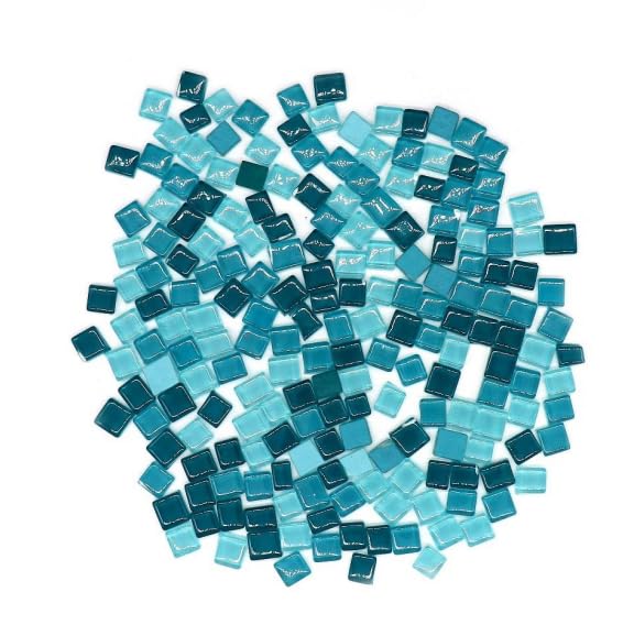 Super Gift Mosaic Tiles, 12-15mm Size, Irregular Trapezoids, 5mm Thick, Shades of Aqua (Pack of 100Gms), Teal Blue Mix, Square Shape, Craft Art Supplies-image-20