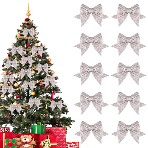 Honosen 10 Stück Schleifen Weihnachtsbaum, Glitzer...