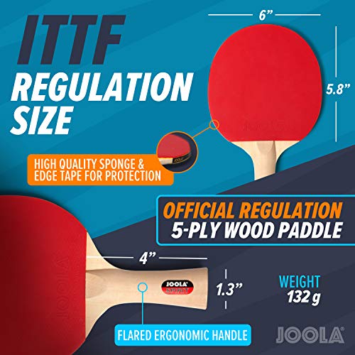 JOOLA Family Premium Ping Pong Paddles Set of 4 - Advanced Table Tennis Rackets, 10 Training 3 Star Ping Pong Balls, and Storage Case - Competitive or Recreational Play - Indoor and Outdoor Compatible - image 5