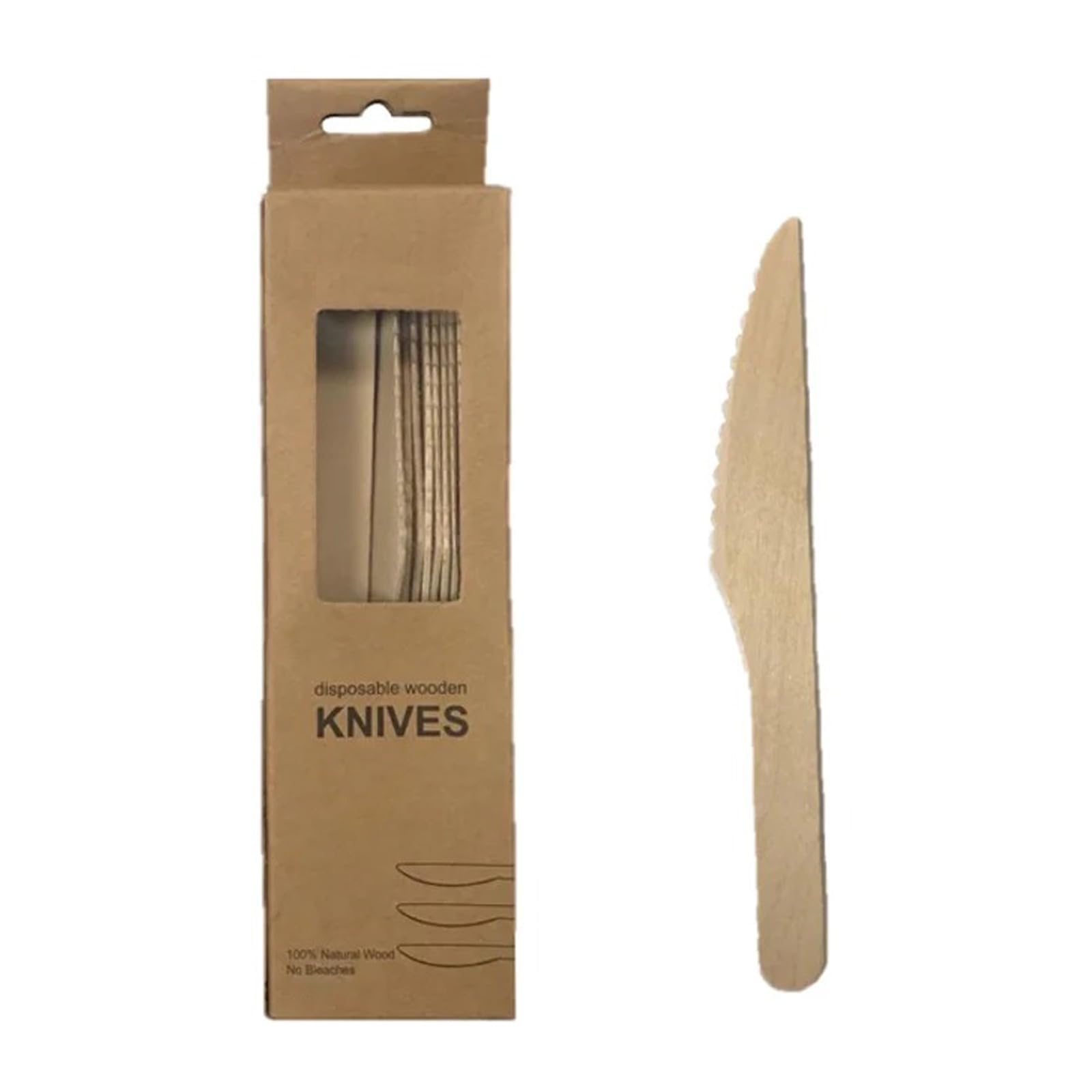 MIXEL Disposable Wooden Knife, Comfortable Grip, Lightweight And Portable, Ideal For Parties, Picnics, Camping, Takeaway, Everyday Use, Durable Construction, (60 Pcs)