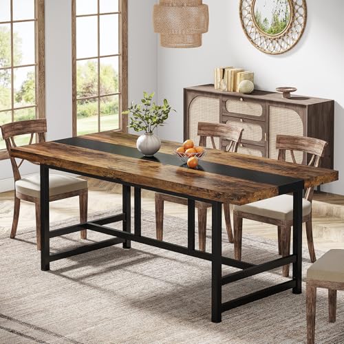 Tribesigns-Dining-Table-for-6-8-70-Rustic-Kitchen-Table-with-Metal-Frame-Wood-Rectangular-Dining-Room-Table-Large-Dinner-Table-for-Kitchen-Dining-Room-Home-Brown Tribesigns Dining Table for 6 8 70 Rustic Kitchen Table with Metal Frame Wood Rectangular Dining Room Table Large Dinner Table for Kitchen Dining Room Home Brown