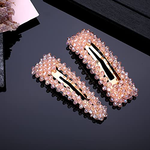 Pink Crystal Facet Pearl Hair Clip For Women Girls Gifts Set Rhinestone Big Faux Hairpins Barrette Slides Her Fashion Wedding Accessories Ladies Christmas Birthday Mother's Day Party Favors #TOP2