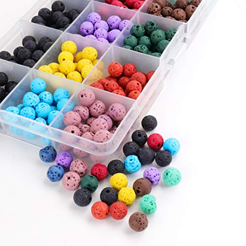 SUBANG 360 Pieces 8mm Color Lava Rock Beads Stone Chakra Beads Spacer Beads Kit Color Volcanic Lava Loose Stone Beads Natural Stone Beads for Jewelry Making - Thumbnail 4