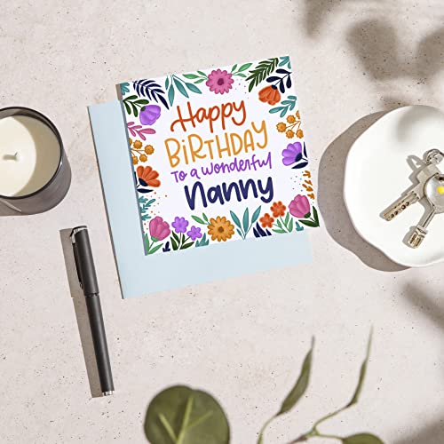 Huxters Birthday Card – Nanny Birthday Cards With Floral Print –Birthday Cards For Her – Gifts For Women – Luxurious Print With Vivid Colours – Grandma Nana Card – 148 X 148Mm (Nanny) #TOP4