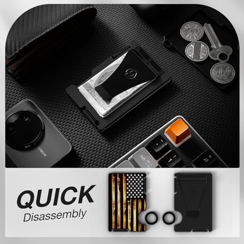 Minimalist Wallet for Men, Wood Grain American Flag, Mens USA Gifts, Metal Card Holder with Money Clip, Slim Front Pocket Wallet3