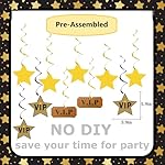 VIP Themed Red Carpet Party Decorations,Black and Gold Welcome VIP Banner Sign with Star Hanging Swils for Birthday Movie Night Show Party Decor Supplies - Image 4