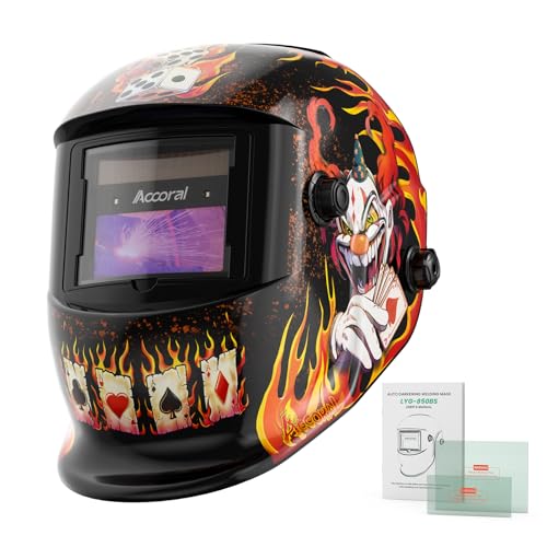Image of Accoral 1/1/1/1 Large Viewing Auto Darkening Welding Helmet True Color Solar Powered Weld Hood Wide Shade 4/8.5-12.5 for TIG MIG Arc