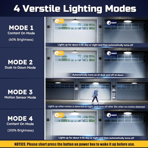 Image of Solar Shed Lights Indoor Outdoor, 3200LM Motion Sensor Pendant Light Daytime Available with Remote & Button Control, IP65 Waterproof 4 Lighting Modes for Barn Garage Gazebo Chicken Coop Shop - 2 Pack