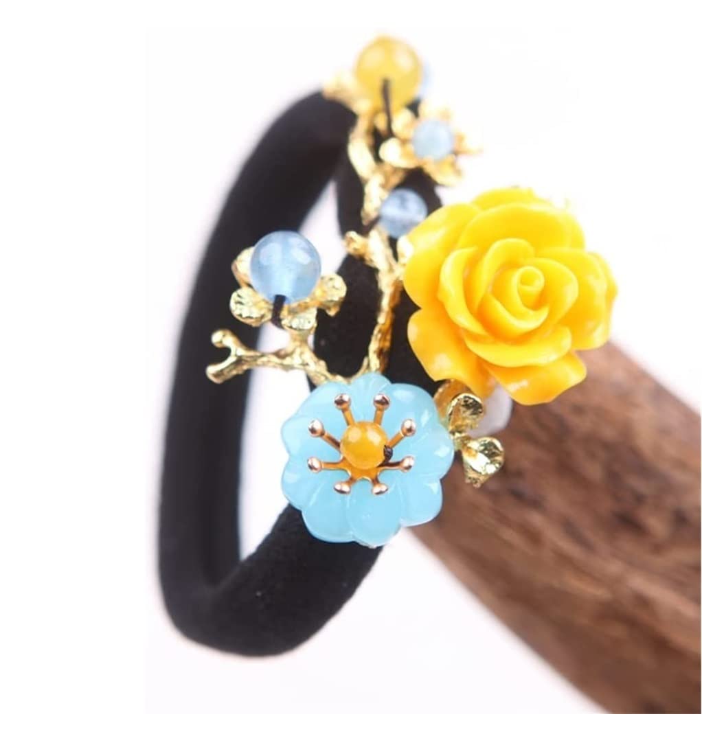 Miękkie Gumki Włosów Fashion Flower Hair Scrunchies Bransoletka Z Koralikami Opaski Do Włosów Dla Kobiet Dziewczyn Akcesoria
