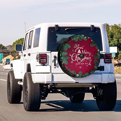 Image of Delerain Spare Tire Cover with Backup Camera Hole Christmas Fir Branches Wheel Covers Waterproof Dust-Proof UV Sun Universal Fit for Jeep Trailer RV SUV Truck (17 Inch for Diameter 31 inch-33 inch)