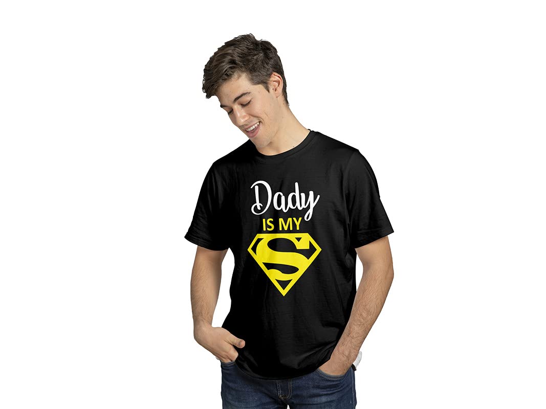 Raavi colorsFather's Day T-Shirt |Daddy is My Super Printed|White,Yellow,Blue,Black|Cotton| Round Neck|Half Sleeves S,M,L,XL,XXL | for Your Loving Father's.