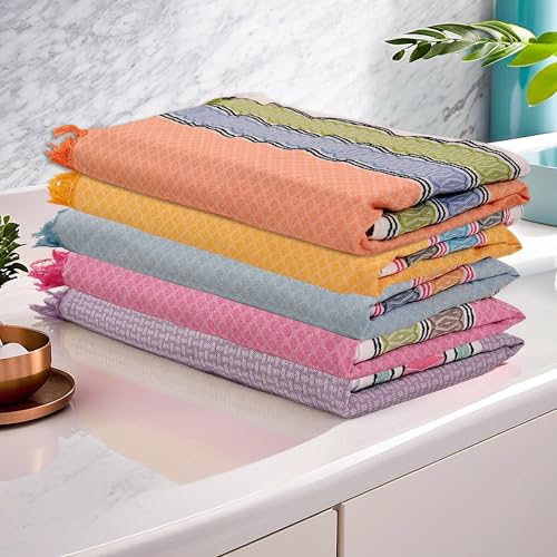 Image of Kuber Industries Pack of 5 Cotton Bath Towel for Women | Unisex Swimming & Bathing Towel | 30x60 Inch | Travel Cotton Towel & Gamcha | Assorted