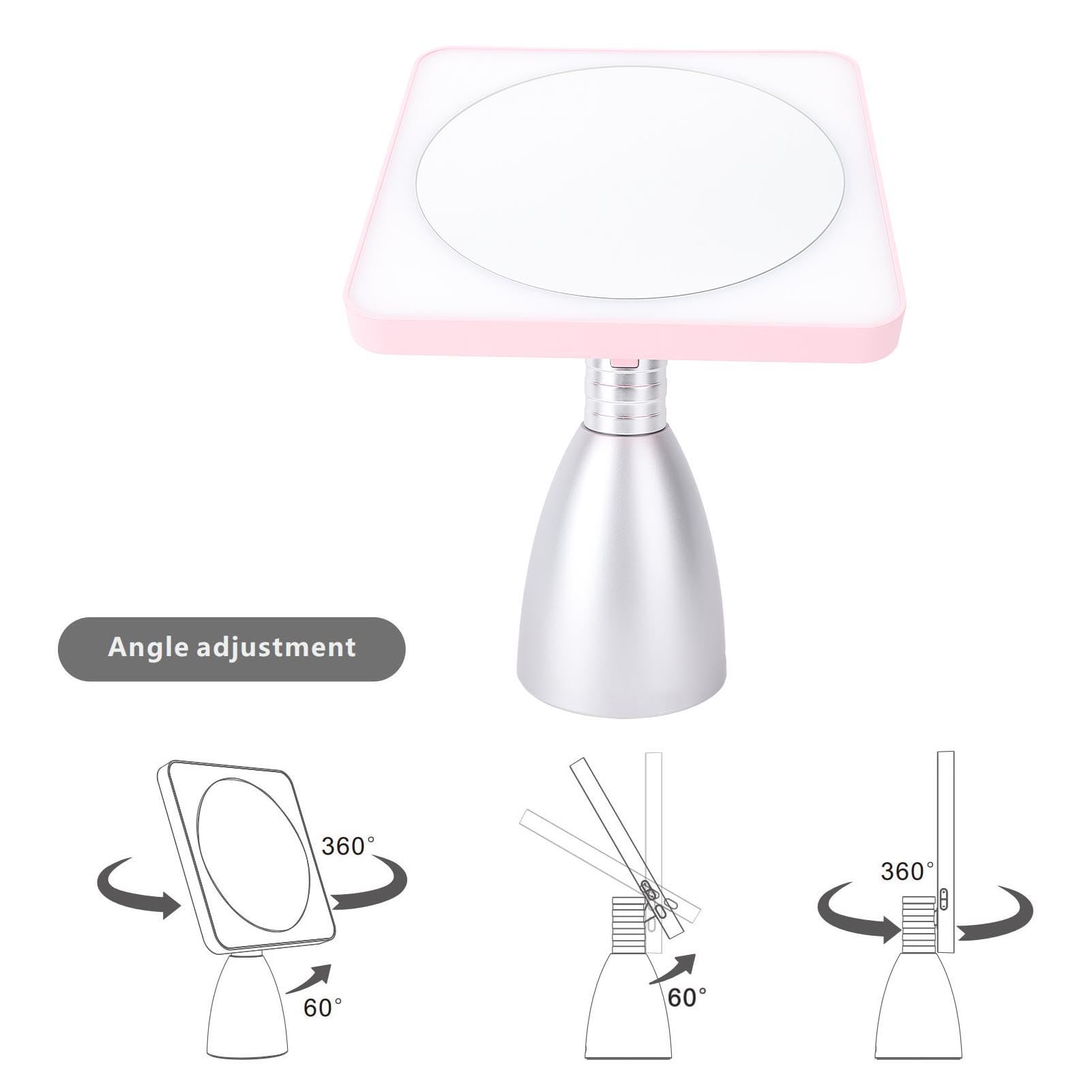 Fdit Beleuchteter Make-up-Spiegel, Einstellbare Helligkeit, LED-Kosmetikspiegel für Zuhause, Reisen, 234 X 357 X 100 Mm (rosa Silber)