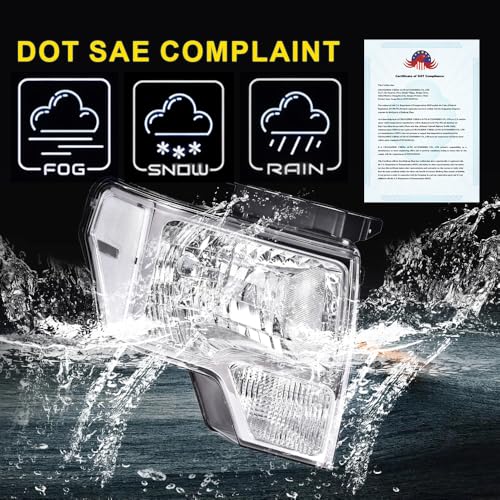Image of GRAND ORANGE Pair Headlights Assembly, Compatible with Ford F150 2009-2014, Left Driver & Right Passenger 2PCS Headlamps, Clear Lens Chrome Housing Clear Reflector, DL3Z13008A FO2502289