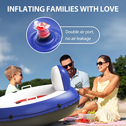 Image of QPAU Inflatable River Tube, 0.4 mm Thickened Puncture-Resistant Heavy Duty River Float, River Raft with Ergonomic Backrest, Mesh Bottom & 2 Cup Holders for Adults and Friends Lake Float
