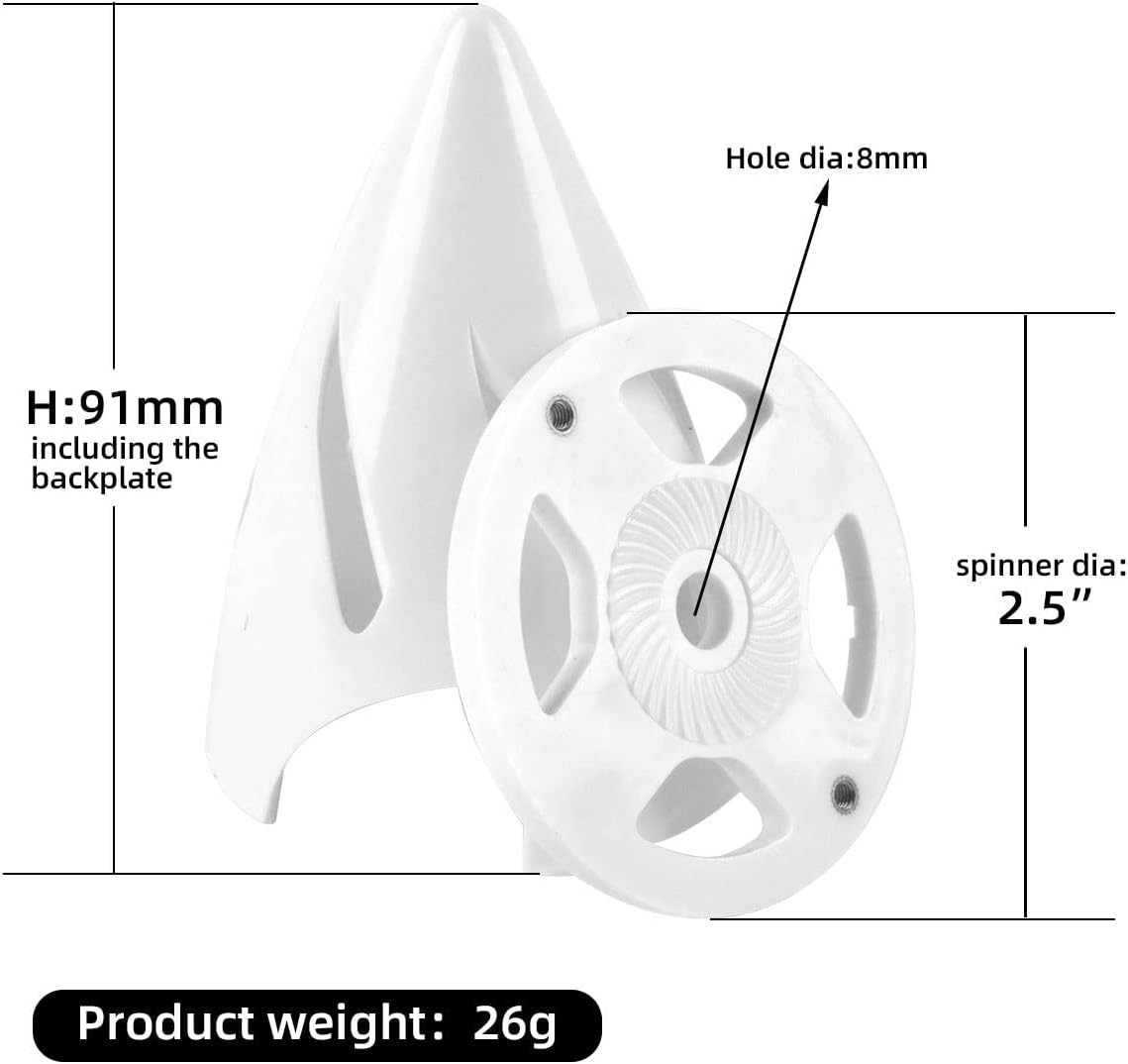 NOBRIM 2.5 inch Spinner Pointed White Plastic Hollow Cone Propeller Cover 2 Opening for RC Airplane Model (Red)