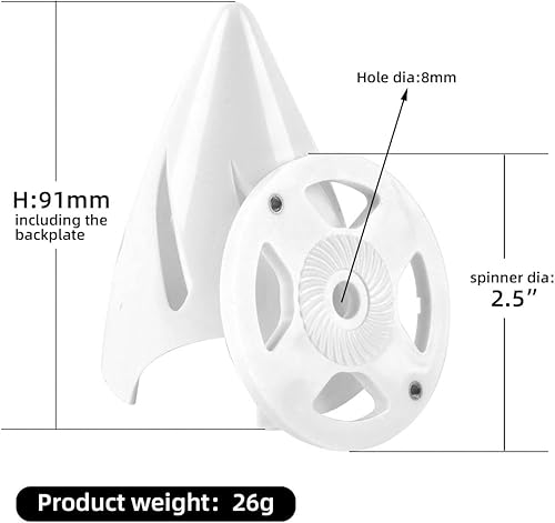 Miniatura 2 de NOBRIM Cubierta de hélice de cono hueco de plástico blanco con punta giratoria de 2.5 pulgadas, 2 aperturas para modelo de avión RC (amarillo)