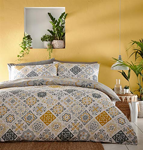 Portfollio Marruecos Ocre - Juego de Cama Reversible para Cama de Matrimonio
