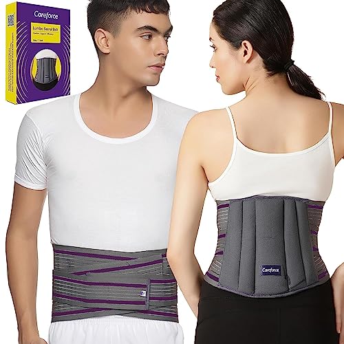 Careforce Lumbar Support Belt Back Belt For Back Pain Relief Lumbo Sacral Belt LS Belt Waist Belt For Back Pain For Women & Men With Adjustable Strap, Lower Back Support With Cushioning-Large(36″-40″) For Rs. 499 @ 55% off