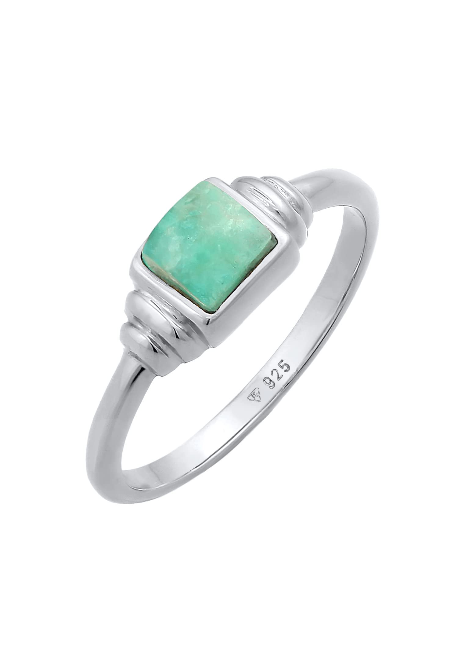 Elli PREMIUM Ring Ladies Square Vintage with Amazonite in 925 Sterling Silver