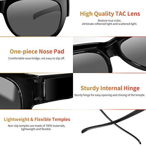 Image of GEGURI Polarized Sunglasses Fit Over Glasses for Men Women, Oversized Square Sun Glasses UV400 Protection Shades