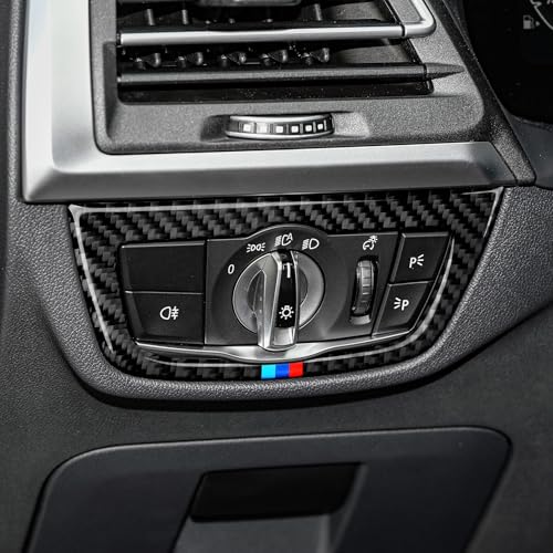 Image of Car Headlight Switch Trim Decal Carbon Fiber Sticker Cover fits for BMW X3 G01 X4 G02 2018 2019 2020 2021 2022 2023 2024 Interior Accessories