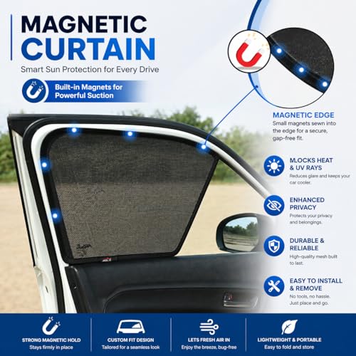 Image of Able Dotnet Half Car Magnetic Sun Shade Curtains for Chevrolet SAIL Set of 4 Pcs