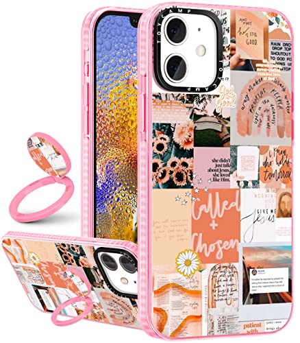 Toycamp for iPhone 12/12 Pro Case for Women, Vintage Collage Art Design, Girls Teens Cute Print Case with Ring Kickstand Cover for iPhone 12/12 Pro (6.1 Inch) - image 1