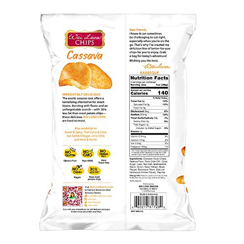 Barbeque Cassava Chips (12 Pack of 3 Ounce Individual Bags) - Gluten Free, Non-GMO, Vegan, Zero Trans Fats – Wai Lana