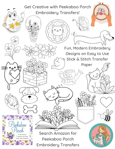 Image of Dinosaurs Assorted Ready-to-Use Embroidery Design Transfers on Stick and Stitch Water Soluble Sewing Stabilizer Paper for Hand Embroidery Kit Thread Art Projects (Dinosaurs)