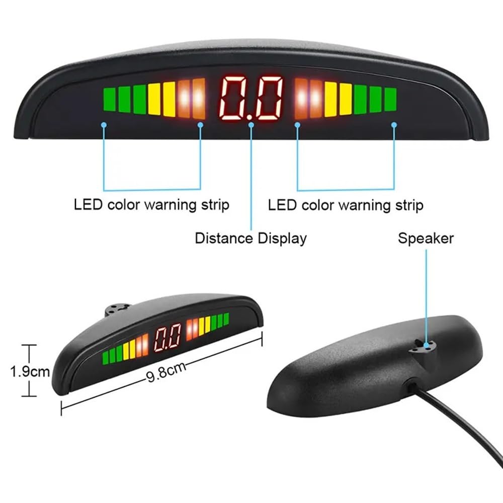 Kit sensori parcheggio Sensore di parcheggio per auto con 4 radar | Sensore di parcheggio per auto con 4 radar di retromarcia, display digitale accurato della distanza degli ostacoli