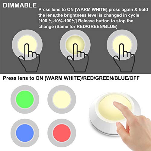 Honwell Push Light, Color Changing Puck Lights, Stick Lights For Closets, Multi Colored Fairy Lights, Dimmable Tap Light Wireless Battery Powered Led Classroom Noise Level Lights(4Pack) #TOP3