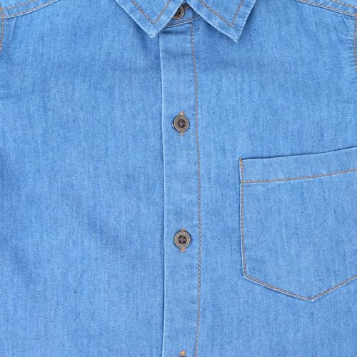 Image of superminis Boy's Full Sleeves Denim Relaxed Fit Shirt With Collared Neck