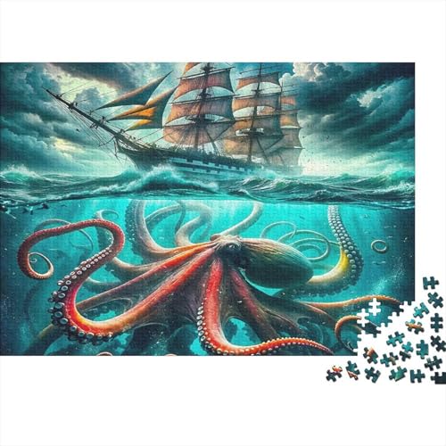 🌸Buon regalo: il giant octopus attacks ship puzzle finito misura 38x26cm/1000pcs una volta completato. I migliori regali per ragazzi e ragazze dai 14 anni in su per compleanni o festività (Natale, Halloween, Ringraziamento, ecc.)