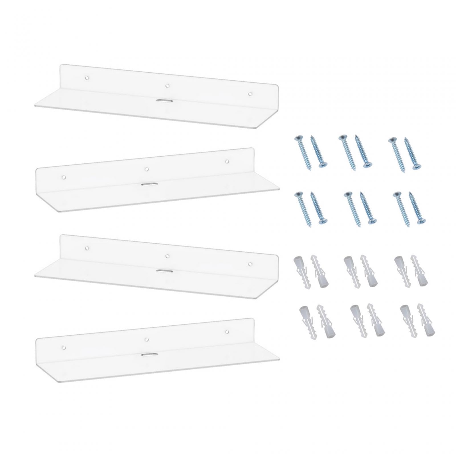 4 estantes de acrílico montados en la Pared, Estante de Pared Transparente, Organizador de Almacenamiento de Pared, estantes flotantes for Sala de Estar dormitorio/573/603