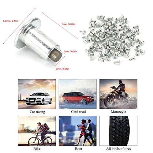 Image of 100Pcs 6.5mm Tire Stud Screws for Enhanced Traction on Cars, ATVs, Motorcycles, and More